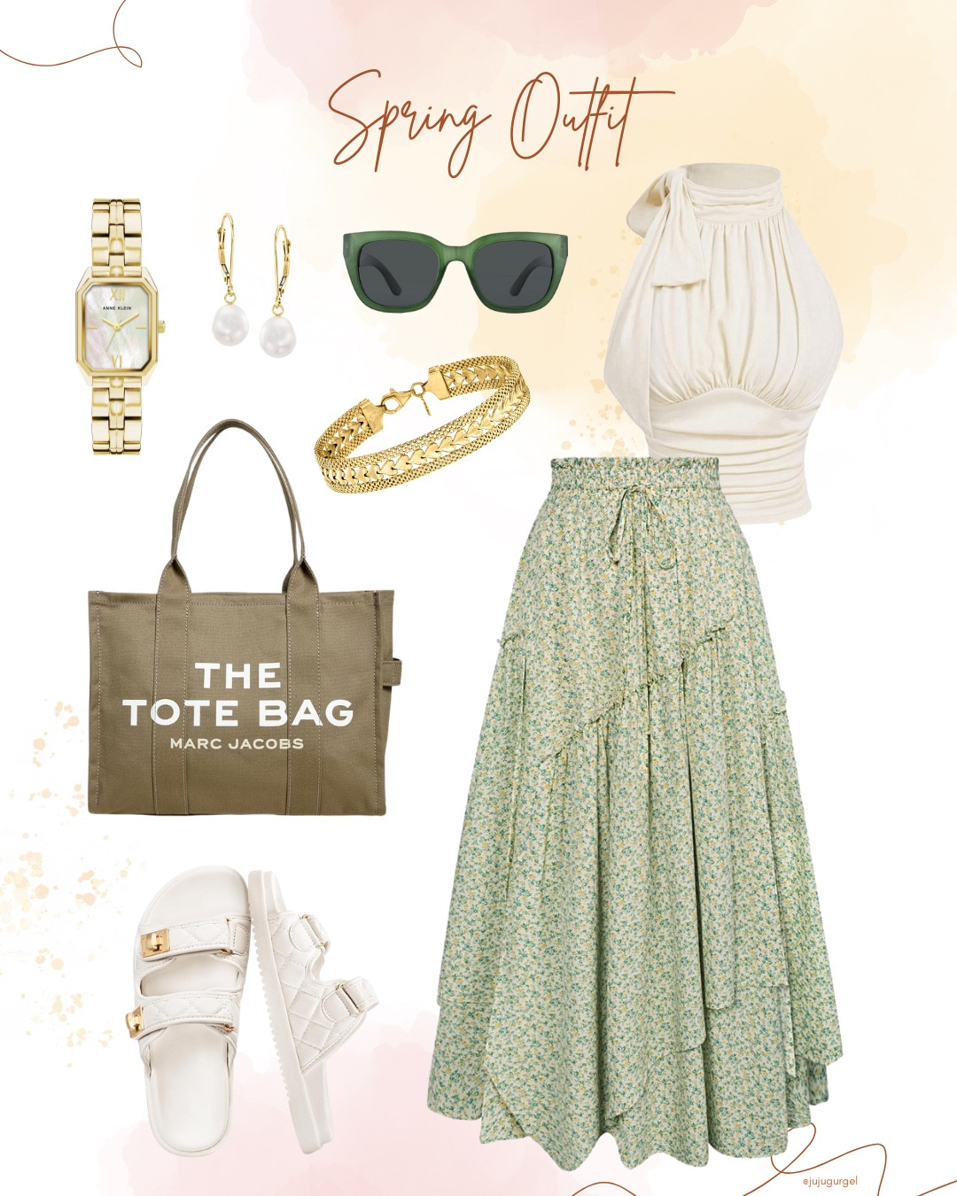 chic casual spring outfit in green and white. 

#LTKFindsUnder50 #LTKSeasonal #LTKFindsUnder100