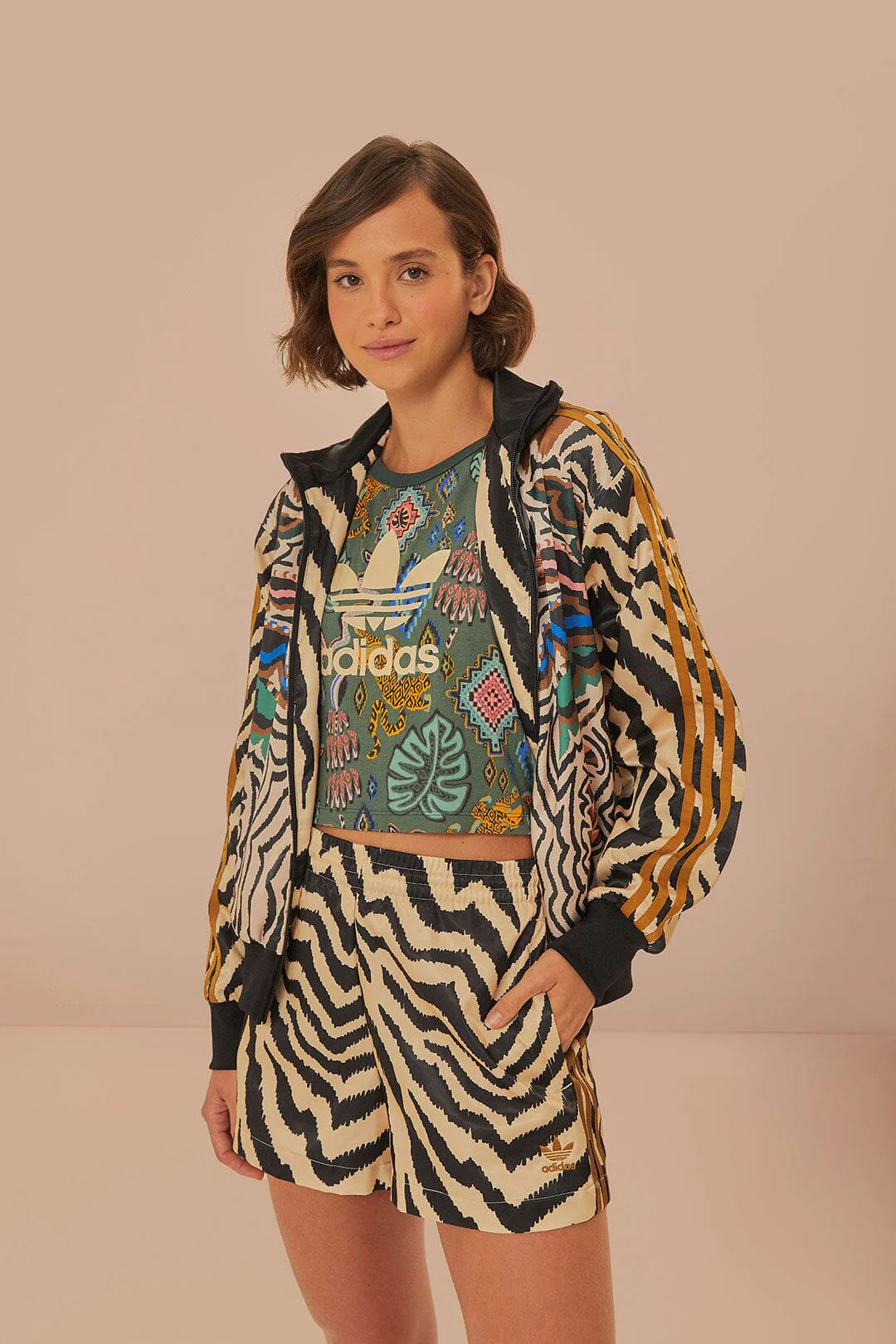 Beige Adidas Farm Rio Shorts | FarmRio (US)