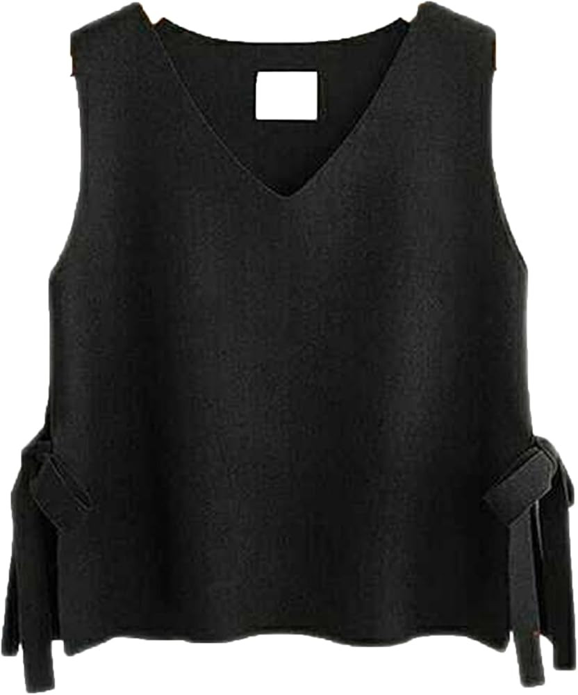 JEsilunmaMY Women's Side Tie Sleeveless Sweater Vest Lightweight V Neck Pullover Tank Tops Solid ... | Amazon (US)