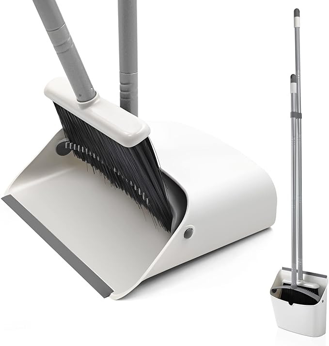 Broom and Dustpan Set, JEHONN Long Handle Lightweight Broom Set Upright Standing Dustpan Stand Up... | Amazon (US)