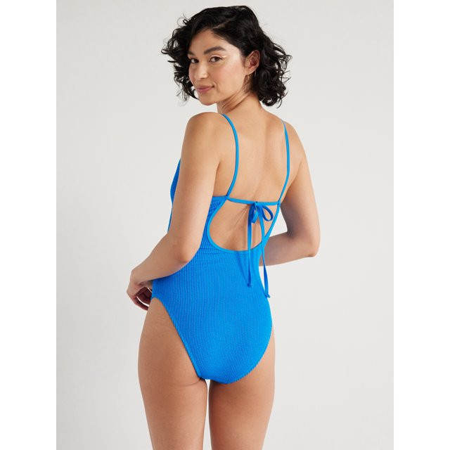 No Boundaries Juniors’ Crinkle One Piece Swimsuit, Sizes S-XXL | Walmart (US)