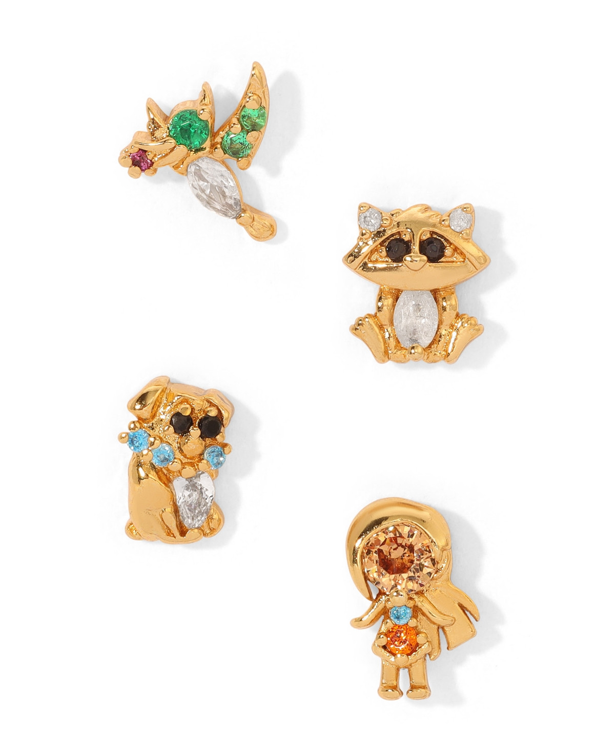 Girls Crew Crystal Multi-Color Disney Princess Pocahontas Stud Earring Set - Gold | Macy's