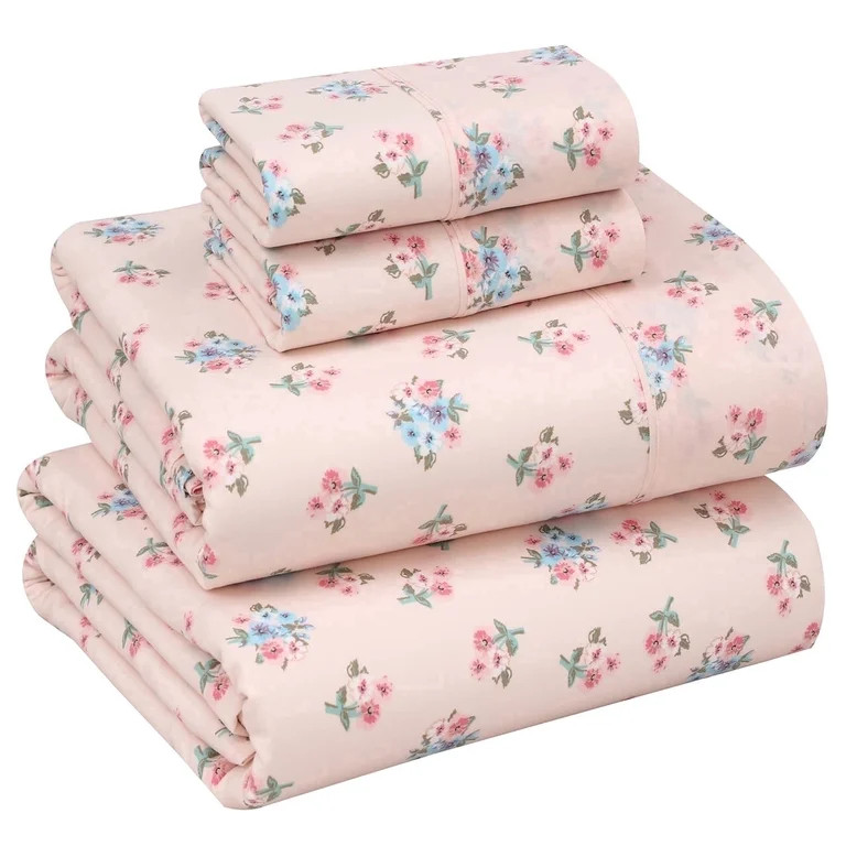 RUVANTI 100% Cotton Sheets – Queen Size Percale Bedding, Cooling & Breathable Floral Design, Du... | Walmart (US)
