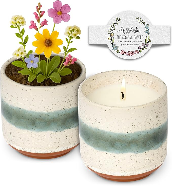 Hyggelight - The Growing Candle, Lavender Scented, 8.5oz Ceramic Pot, Single Wick Aromatherapy Ca... | Amazon (US)