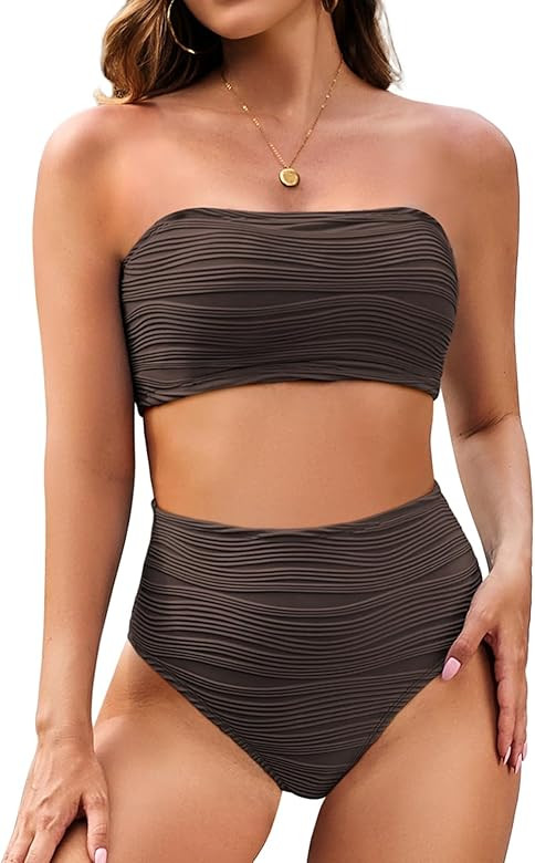 Pink Queen Women Bikini Set 2025 Removable Strap Textured Two Piece Swimsuits High Cut Bathing Su... | Amazon (US)
