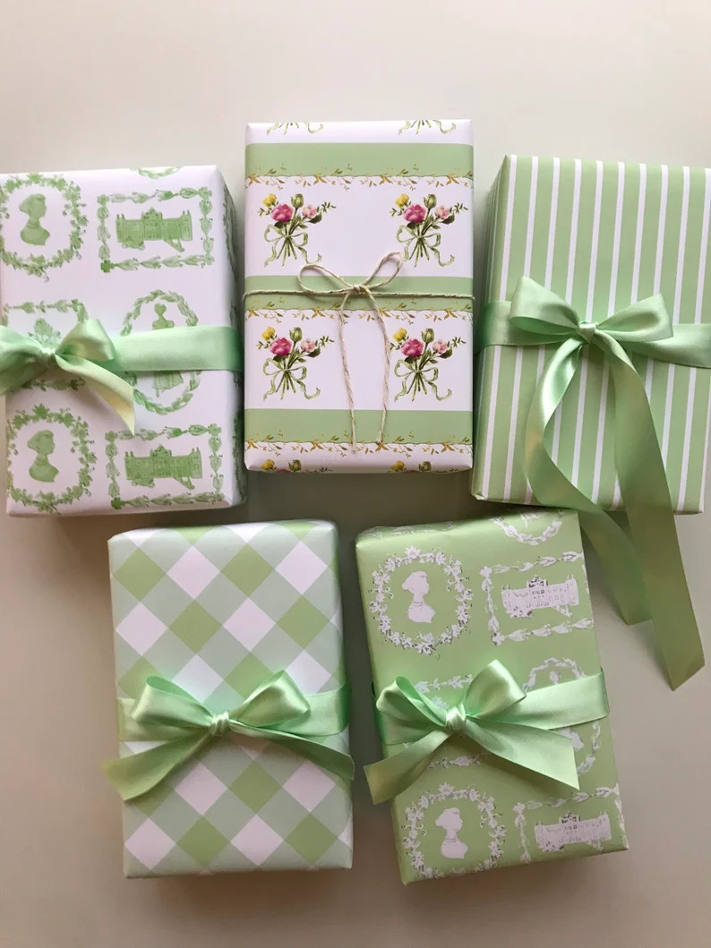 Wrapping Paper: Diagonal Pistachio Gingham gift Wrap - Etsy | Etsy (US)