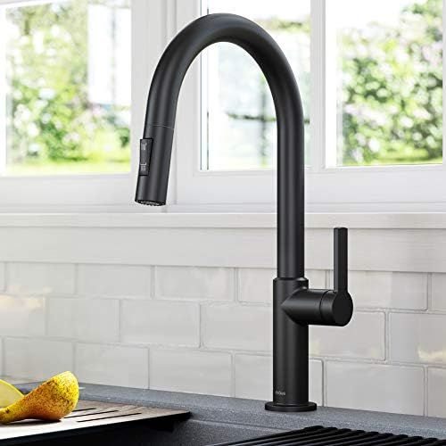 Kraus KPF-2820MB Oletto Single Handle Pull-Down Kitchen Faucet, 17 Inch, Matte Black | Amazon (US)