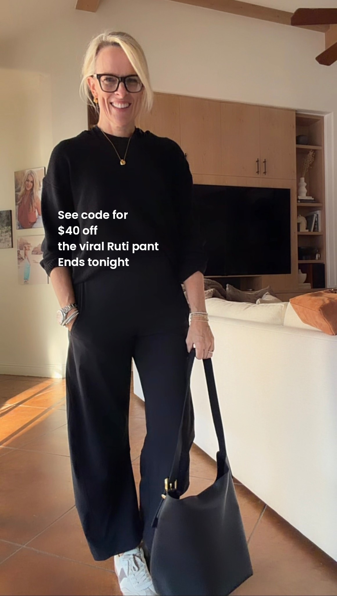 The viral Ruti pant. Pricey but I do love it. Can grab at a deal but ends tonight!
$40 off 
Code NYC40

Fit is TTS I’m in a 6

Work, lounge, travel. Dress it up or down 

#LTKTravel #LTKActive #LTKOver40