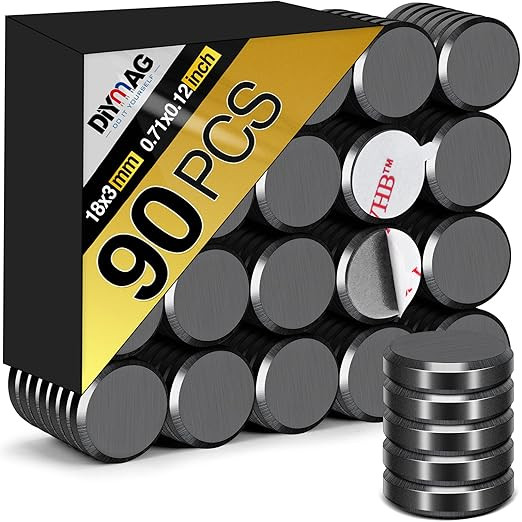 DIYMAG 90Pcs Magnets for Crafts 0.7 * 0.12inch Strong Adhesive Ceramic Magnet Small Round Circle ... | Amazon (US)
