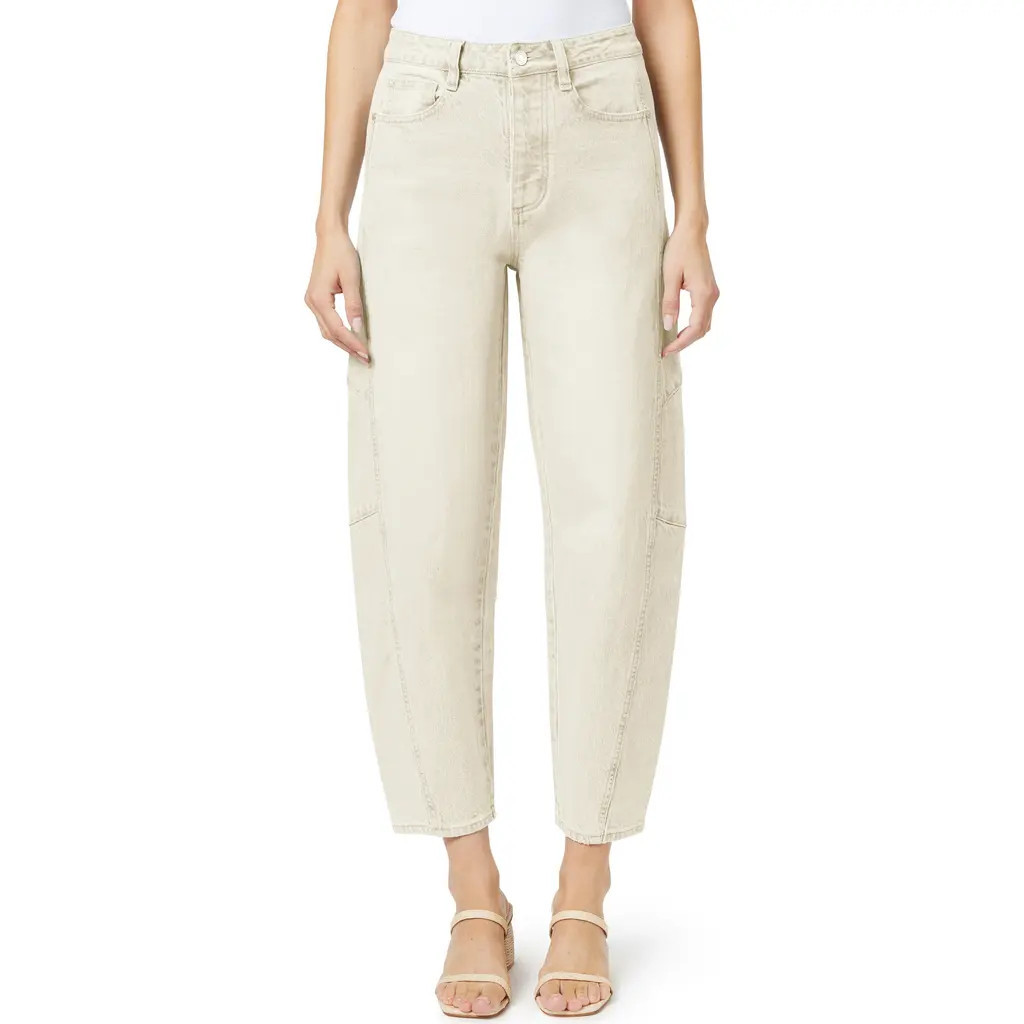 Habitual High Waist Crop Barrel Leg Jeans in Ecru at Nordstrom, Size 27 | Nordstrom