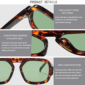 Trendy Square Aviator Sunglasses for Women Flat Top Designer Stylish Frame Sun Glasses Vintage Sh... | Amazon (US)