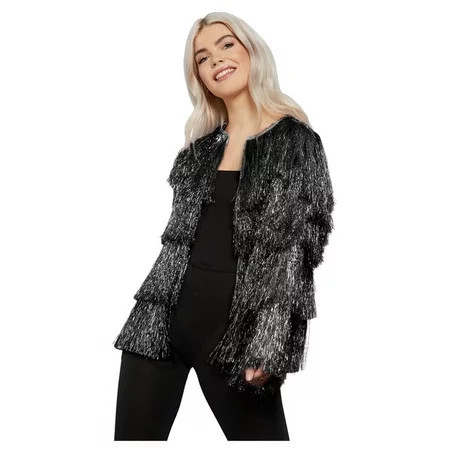 Womens Black Fringe Tinsel Jacket | Walmart (US)