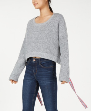 Crave Fame Juniors' Ribbon-Tie Cropped Sweater | Macys (US)