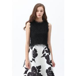 Diva Full Lace Crop Top in Black | Chicwish