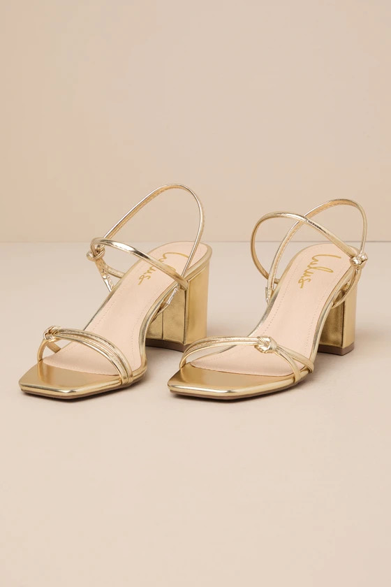 Karema Gold Knotted Ankle Strap High Heel Sandals | Lulus