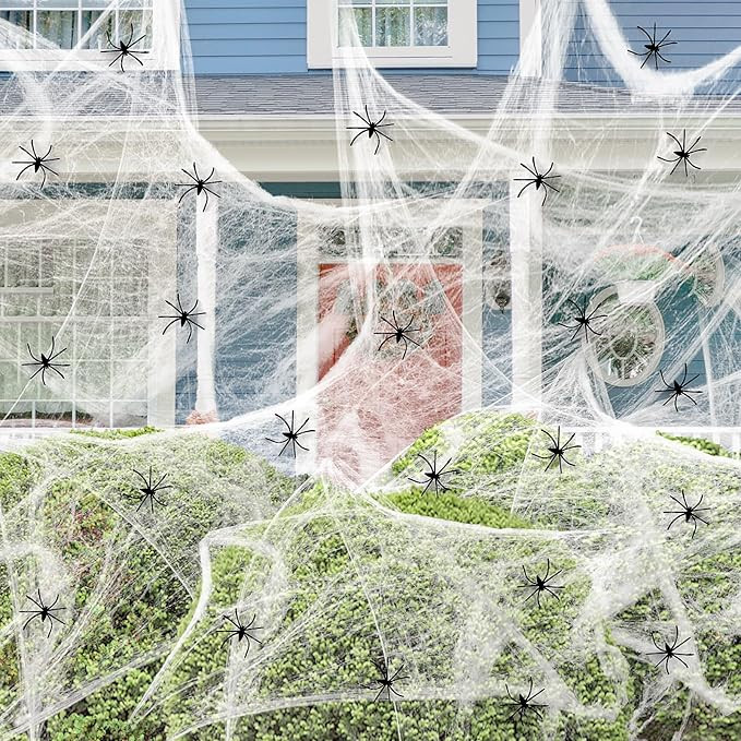 900 Sqft Spider Webs Halloween Decorations with 100 Fake Spiders,Super Stretchy Cobwebs for Hallo... | Amazon (US)