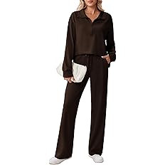 PINSPARK 2 Piece Sets for Women 1/2 Zip Sweatsuit Loose Fit Sweatshirt Straight Leg Pants 2025 Ma... | Amazon (US)