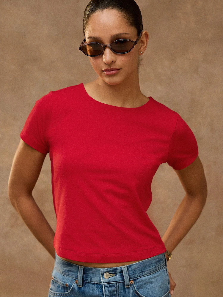 Rood - Fitted Short Sleeve T-Shirt | Next EU