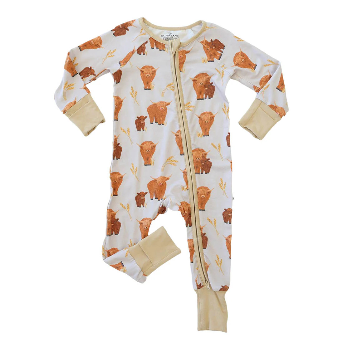 Happy Highland Cows Convertible Zip Romper | Caden Lane