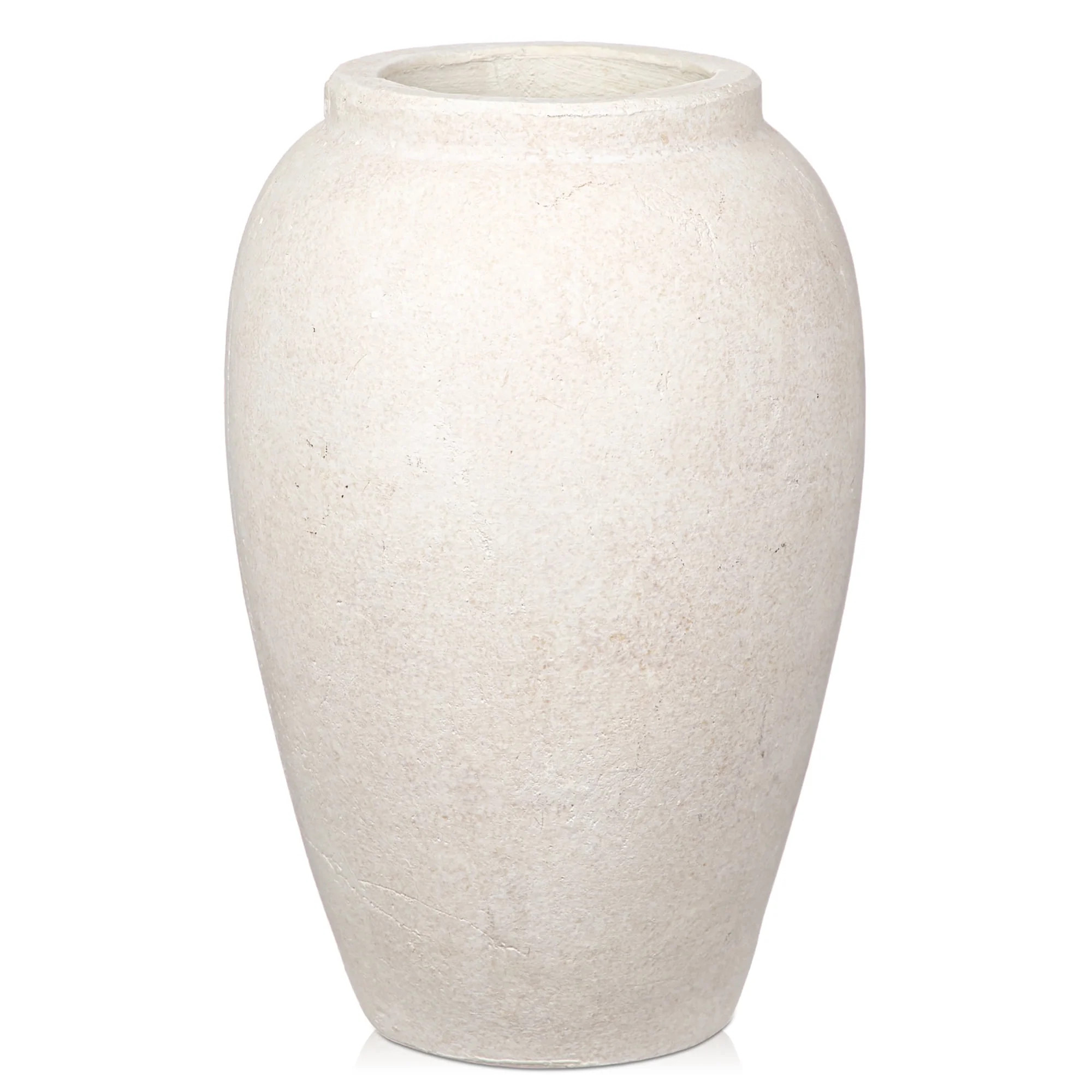 10" Handmade Terracotta White Vase Vintage Rustic Stoneware Ceramic Vases with Matte Textured for... | Walmart (US)