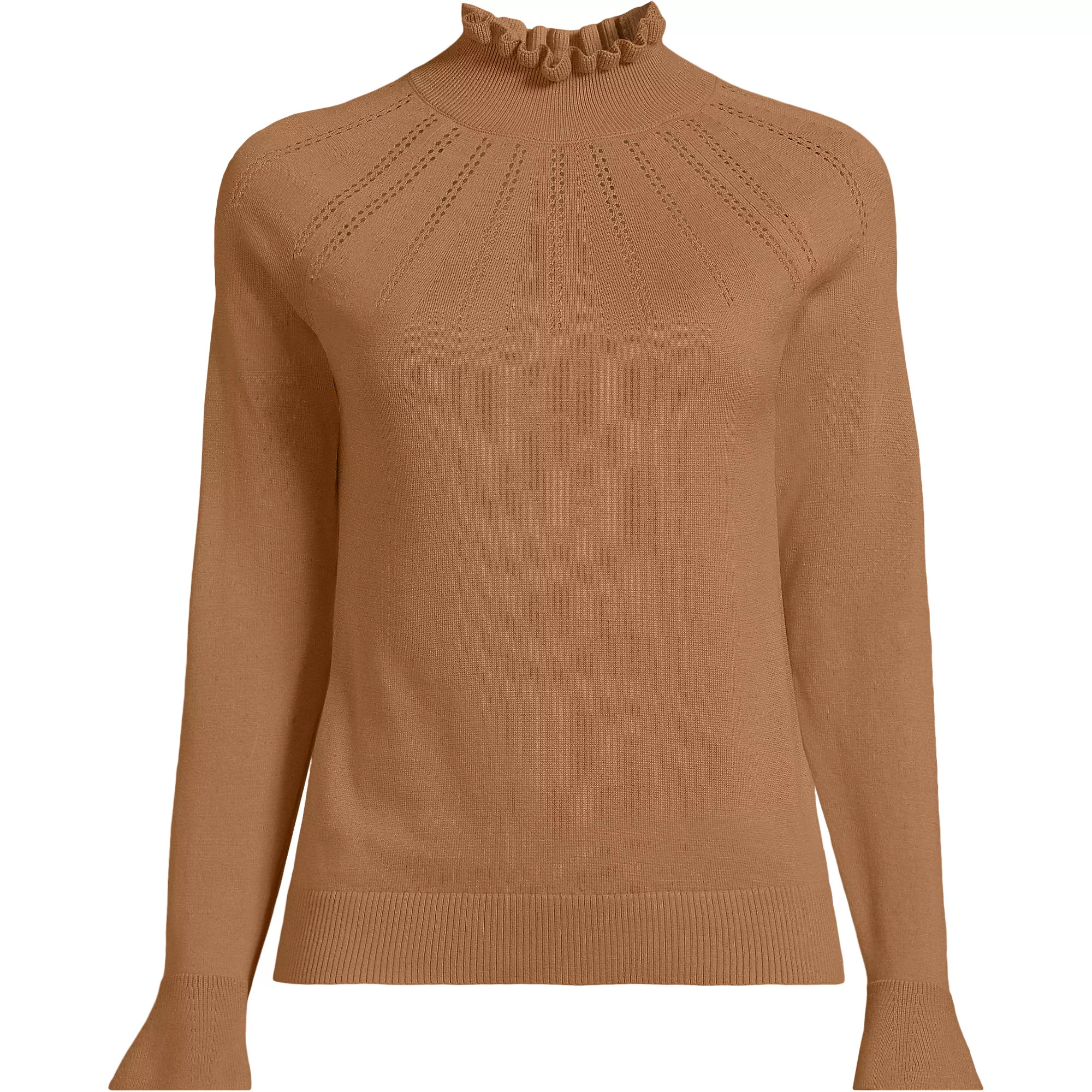 Women's Cotton Pointelle Turtleneck Sweater | Lands' End (US)