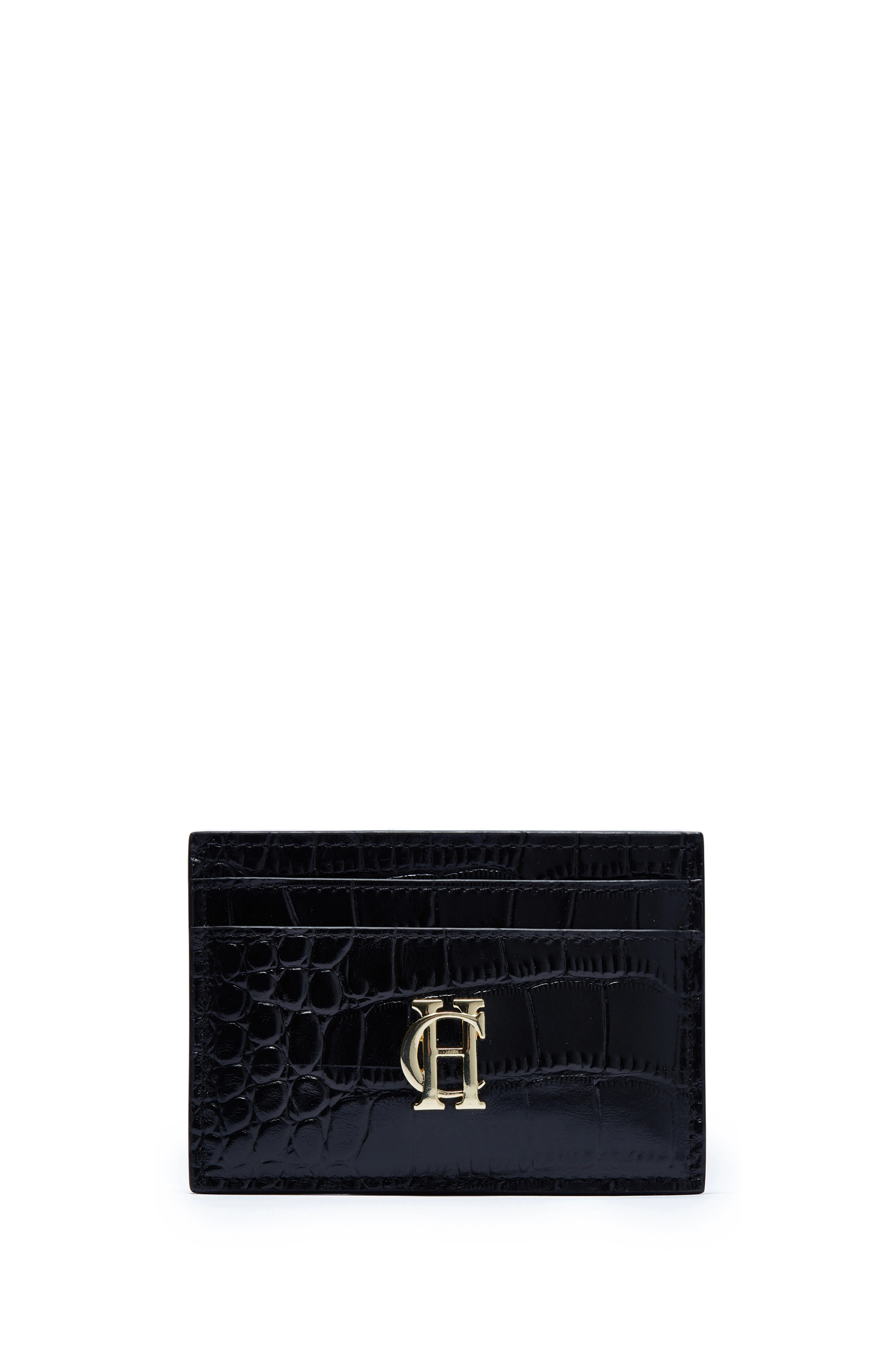 Chelsea Card Holder (Black Croc) | Holland Cooper