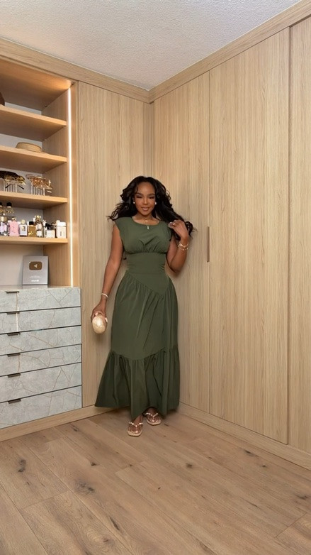 Olive green and gold accessories will always give that rich effortless vibe 🤎✨

This maxi dress is the perfect mix of comfortable and elevated. The flowy silhouette, open back detail, and earthy tone make it one of those easy throw-on looks that still feels polished and put together.

Perfect for vacation dinners, brunch dates, summer evenings, beach resorts, casual events, and elevated everyday outfits.

Olive green dress, maxi dress outfit, earthy tone fashion, vacation outfit women, effortless elegant style, resort wear fashion, feminine summer dress, neutral luxury aesthetic, classy casual outfit, elevated basics, flowy maxi dress, chic vacation style

Follow me on Instagram and YouTube @kirasfashionfinds