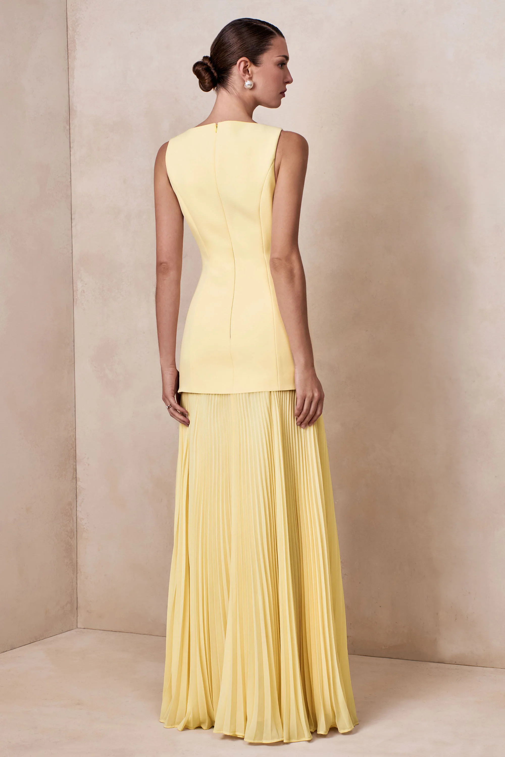 Hadley | Lemon Boat-Neck Maxi Dress With Drop-Waist | Club L London