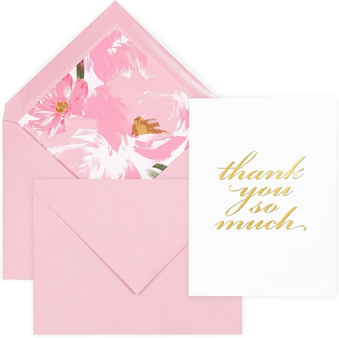 kate spade new york Blank Thank You Cards, Stationery Set with 10 Cards and Envelopes, Pink Grati... | Amazon (US)