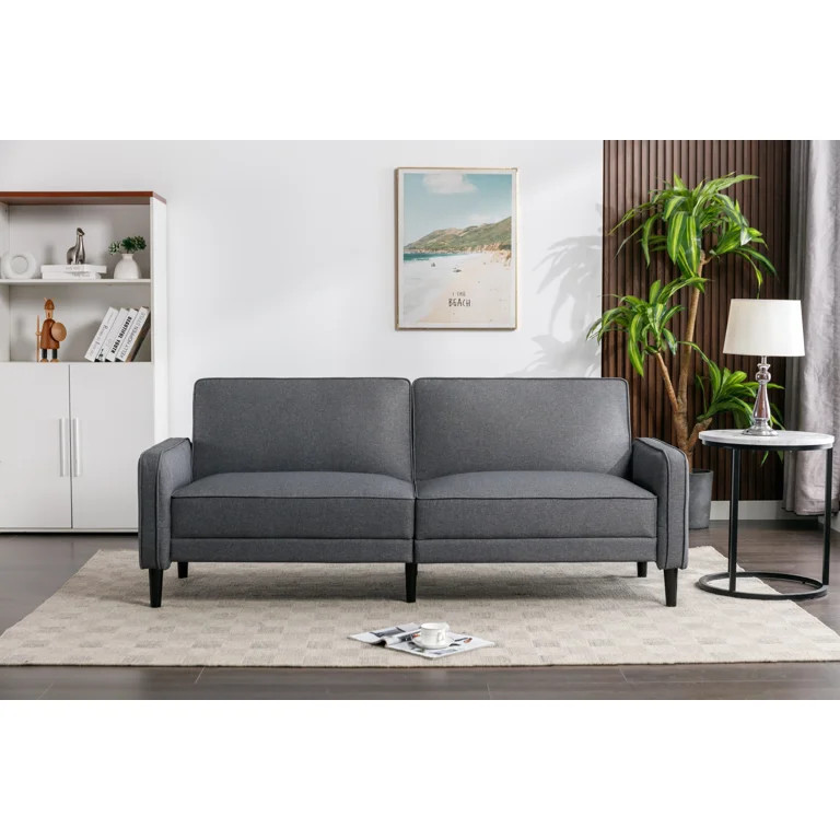 Mainstays Barlow Futon, Linen Fabric, Gray, 76.3" | Walmart (US)
