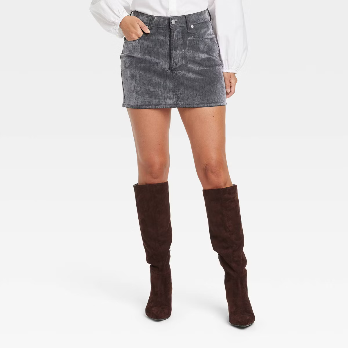 Women's Flocked Denim Micro Mini Skirt - Universal Thread™ Gray | Target