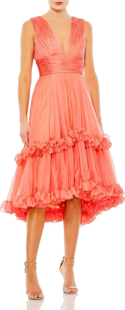 Sleeveless Deep V Neck Ruffle Tiered Chiffon Dress | Nordstrom