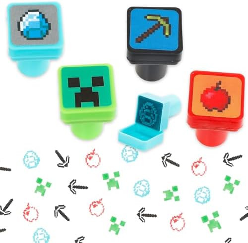 Minecraft Stampers Arts and Crafts Supplies - 4 Video Game Pixel Themed Stamps Bundle for Creativ... | Amazon (US)