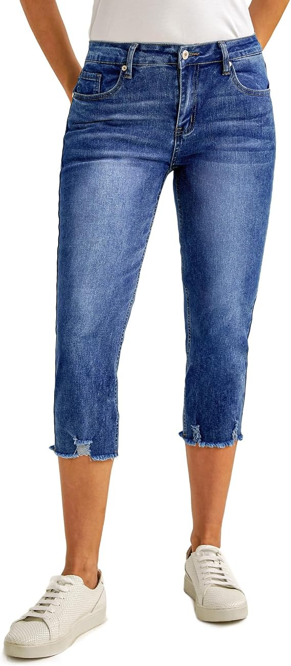 luvamia Jean Capri Pants for Women High Waisted Ripped Skinny Jeans Stretchy Denim Capris Cropped... | Amazon (US)
