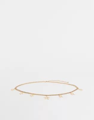 ASOS DESIGN star charm chain belt in gold | ASOS (Global)