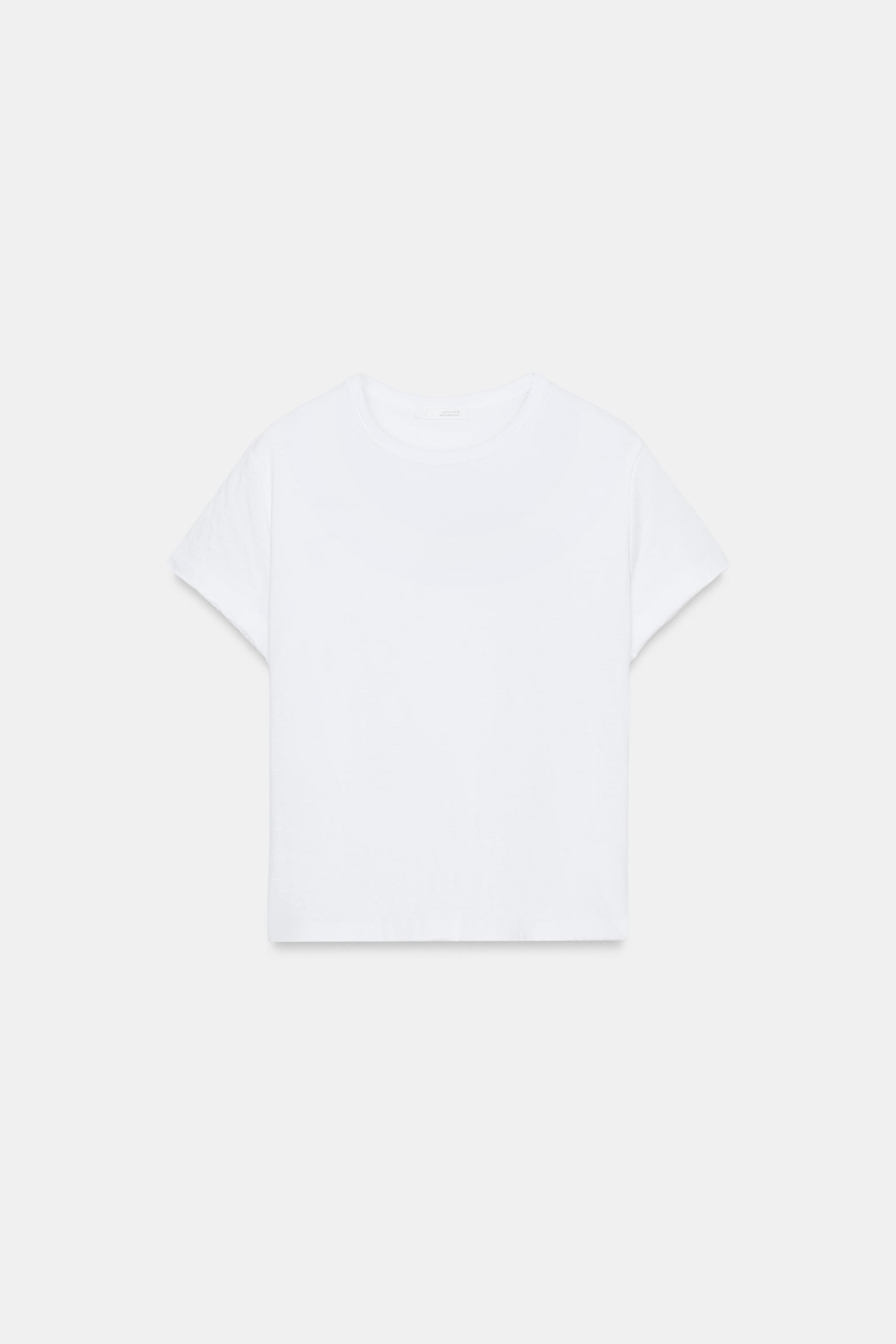 BAUMWOLLE-T-SHIRT MIT KURZEN ÄRMELN | Zara DE