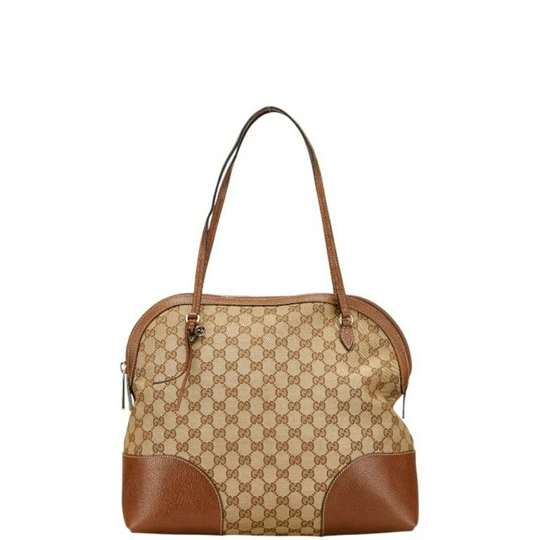 Pre-Owned Gucci GG Canvas Tote Bag Handbag 323673 Beige Brown Leather Women's GUCCI (Good) | Walmart (US)