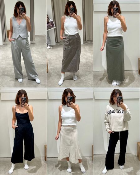 Oak & Fort try on!
The jumpsuit and maxi skirt are not like yet but I linked the trousers, vest, ribbed tank, cargo skirt, midi skirt and sweatshirt.
I’m 5’ 7” tall size 4 and am wearing my usual small or 4 in all items except M in the white tank and XS in the sweatshirt 
Also linked the two bags I bought


#LTKFind #LTKunder100 #LTKitbag