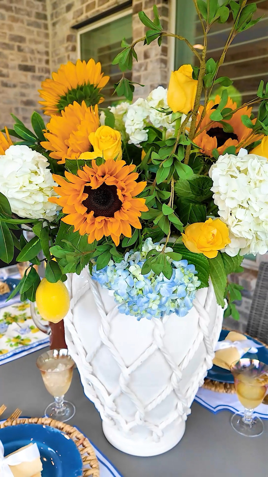 Creating summer magic with nature's palette! ✨ Watch me transform this spectacular vase into a stunning centerpiece using vibrant sunflowers, elegant faux lemon branches, and gorgeous real blue hydrangeas 🌻💙
The secret? Mixing textures and heights for that elevated tablescape that says "luxury living" without breaking the bank! 🍋 Perfect for entertaining or just bringing joy to your everyday moments.
Which element caught your eye first? Drop a 🌻 for sunflowers, 🍋 for lemon branches, or 💙 for hydrangeas!
Ready to elevate your own space? Tap the link in our bio to find this post to shop.

#FloralArrangement #TablescapeDesign #HomeDecor #LuxuryLifestyle #DIYDecor #SummerDecor #HomeDesign 

#LTKU #LTKHome