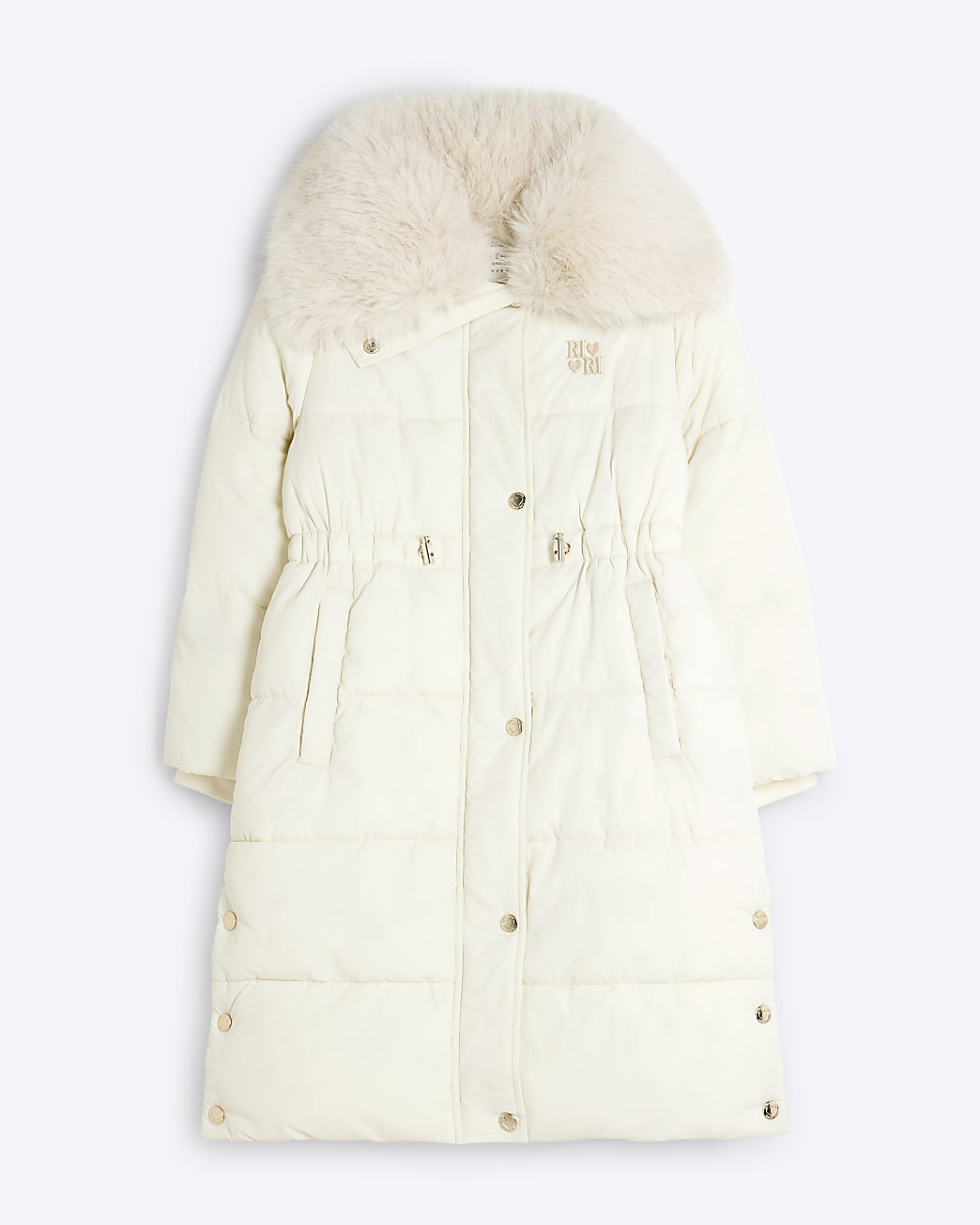 Girls Cream Longline Padded Jacket | River Island UK & IE
