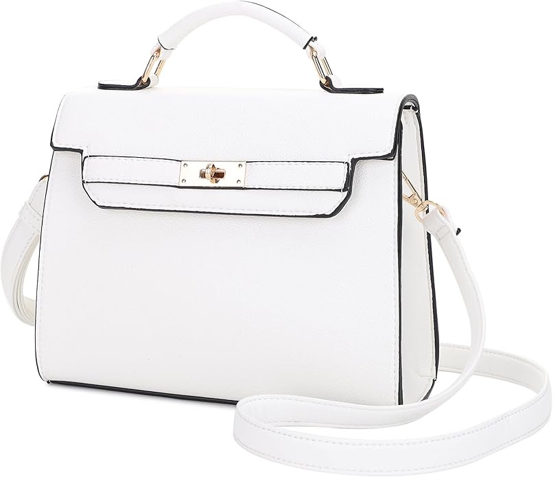 EVVE Women's Top Handle Satchel with Detachable Strap Small Pebbled Leather Fashion Crossbody Bag | Amazon (US)