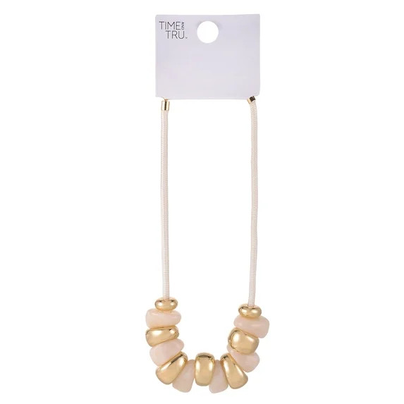 Time and Tru Goldtone Cord Cream Swirl Resin Bead Necklace | Walmart (US)