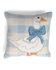 16x16 Hooked Bow Goose Gingham Pillow | TJ Maxx