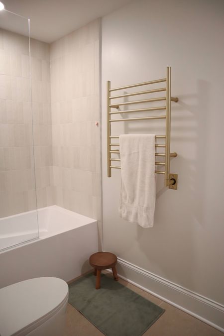 Guest bathroom- gold towel warmer tub bedrosians makato tile

#LTKhome