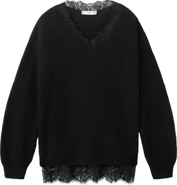 Lace Trim Rib Sweater | Nordstrom