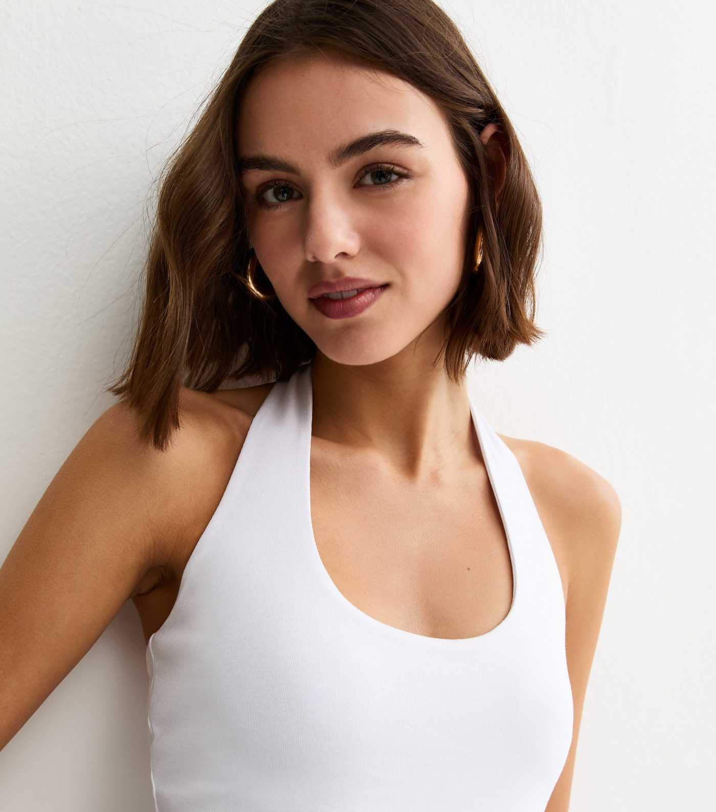White Ribbed Halter Neck Vest Top | New Look | New Look (UK)