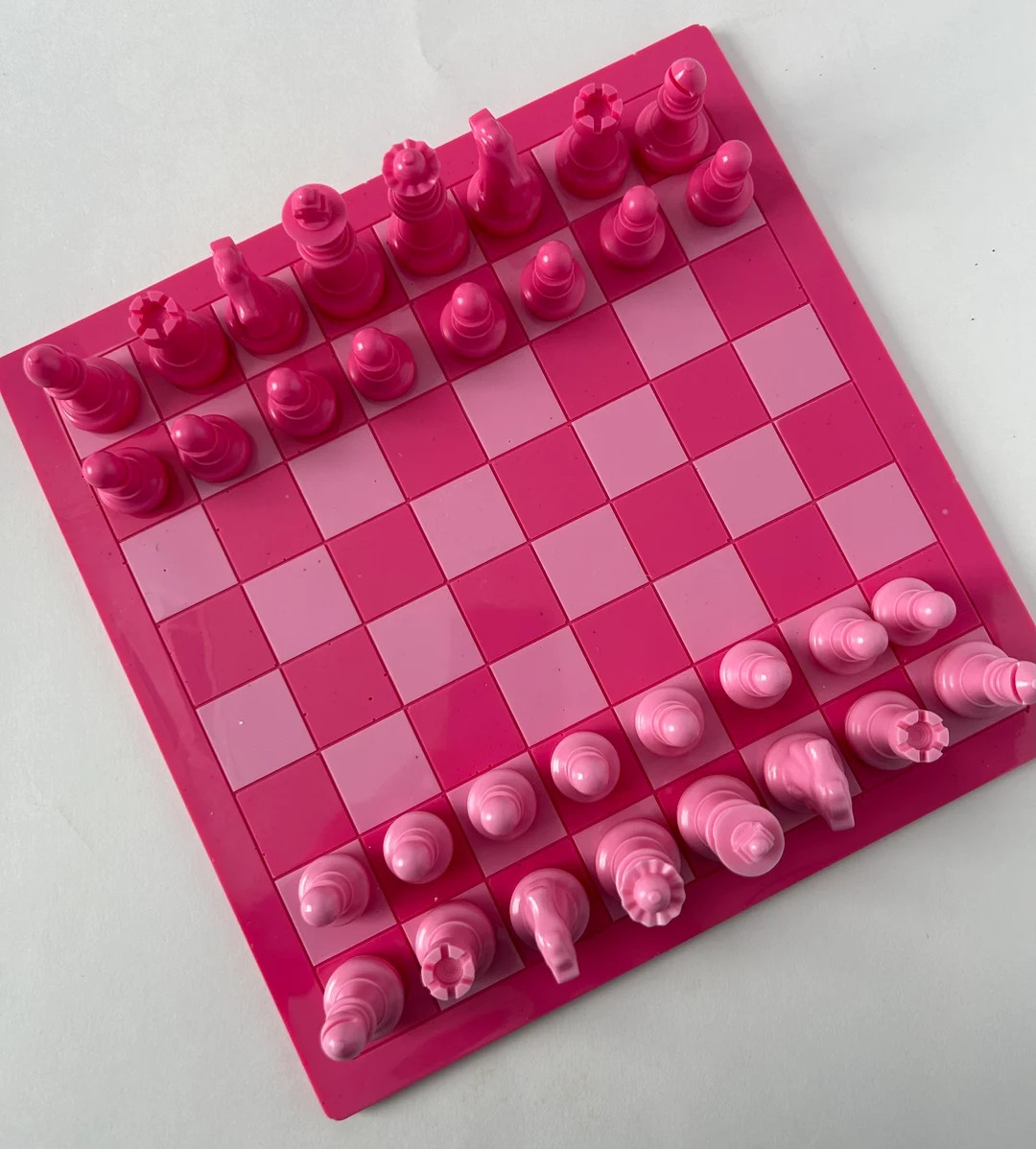 Pink Chess Board Game Night 32 Chess Pieces 24 Checkers Light Pink/dark Pink Chess Pieces 10.5x10... | Etsy (US)