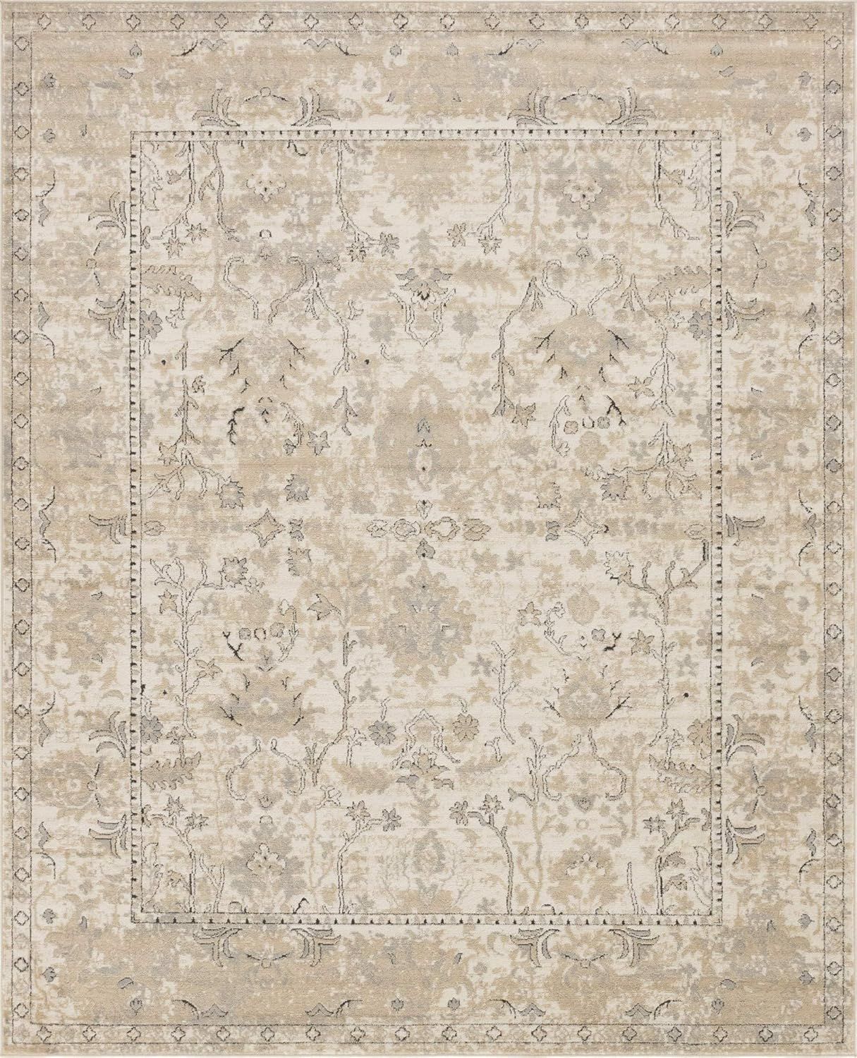 Unique Loom Portland Collection Bohemian Vintage Inspired Tone-on-Tone Design Area Rug (8' 0 x 10... | Amazon (US)