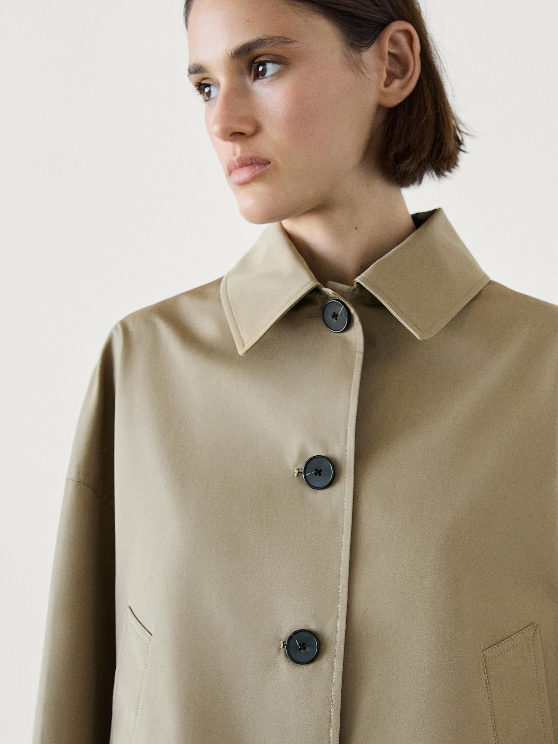 Short 100% cotton trench coat | Massimo Dutti UK