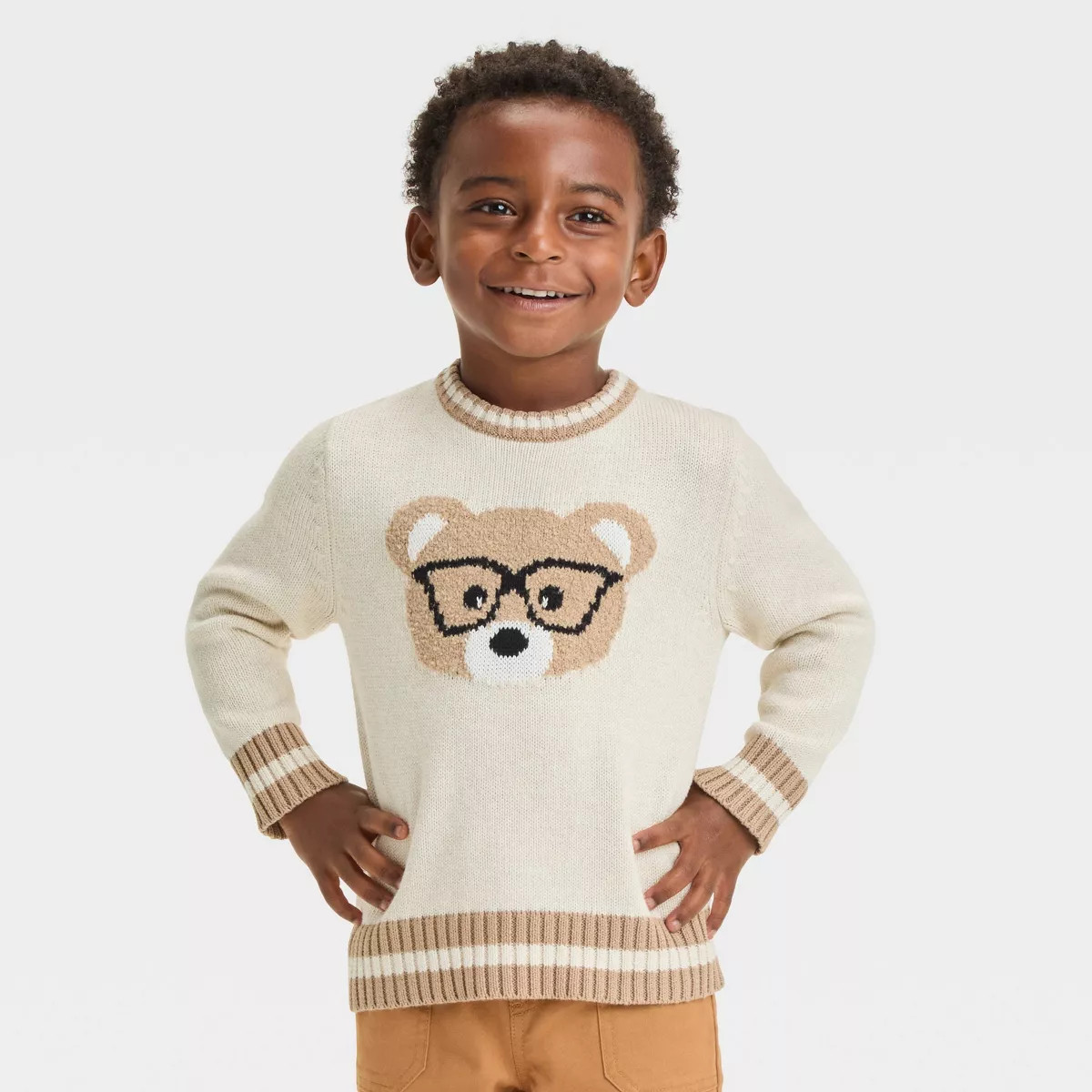 Toddler Boys' Bear Pullover Crewneck Sweater - Cat & Jack™ Beige | Target